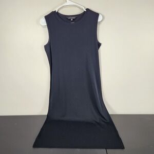 Ming Wang Acrylic Knit Sleeveless Shift  Dress in Black M medium Womens